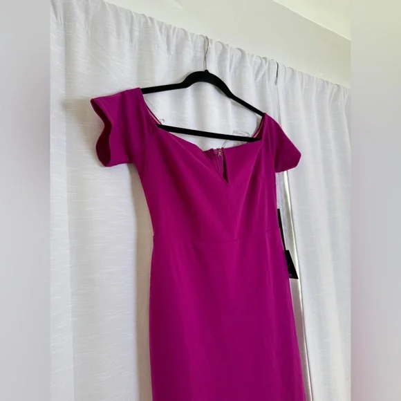 Lulus Magenta Off Shoulder Maxi Dress Formal Wedding Bridesmaid Gown NWT Size M - Picture 10 of 17